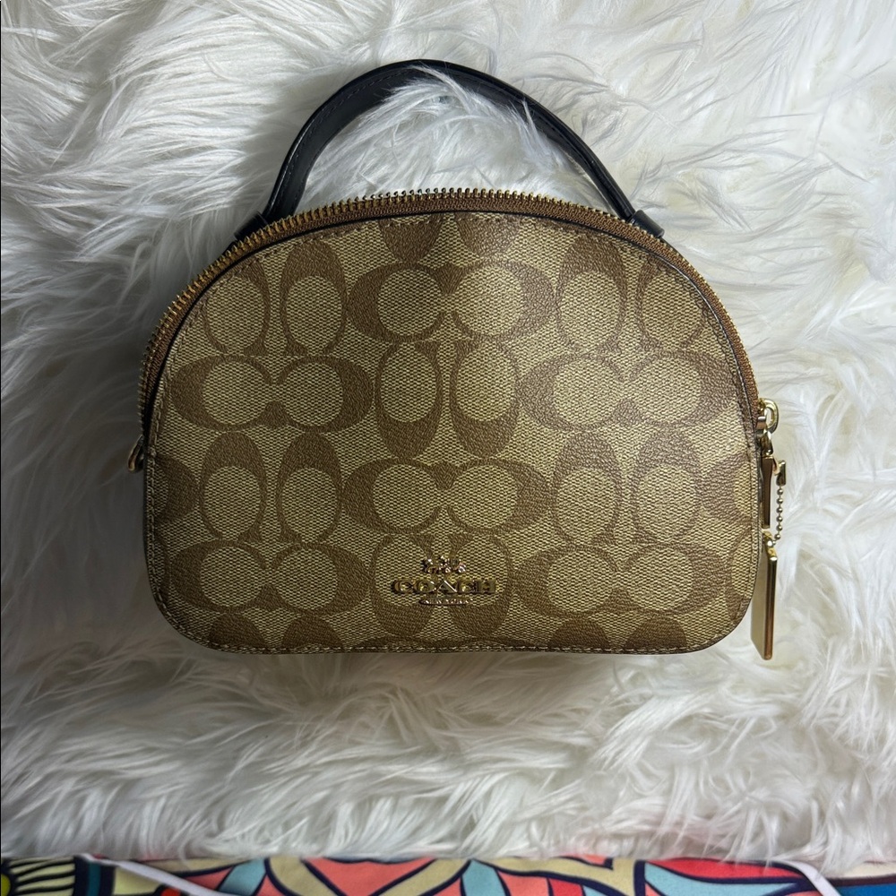 Coach Mini Dome Crossbody in Brown with Black Handle